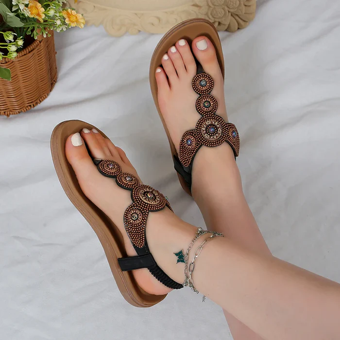 Yelina – Verzierte Sandalen mit elastischem Band