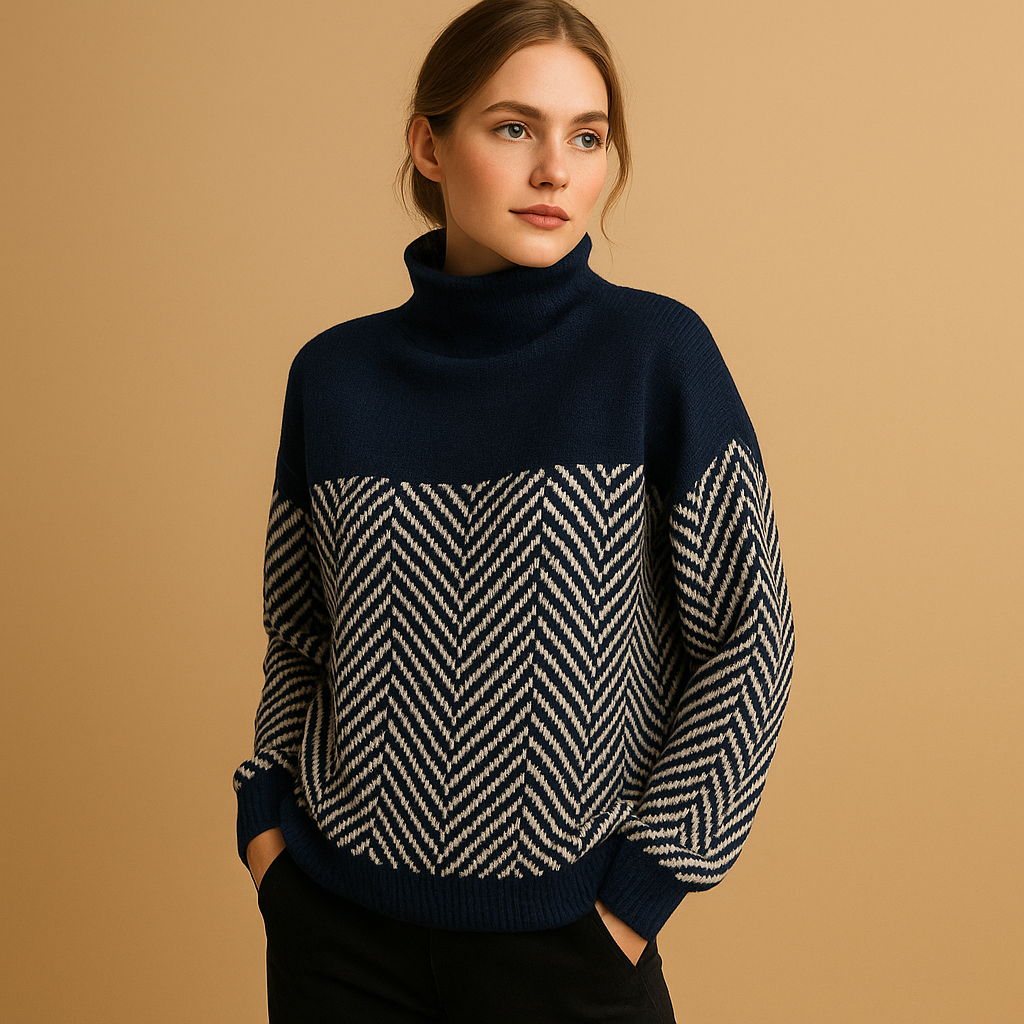 Weich gestrickter Damenpullover mit Fischgrätmuster | Evelien