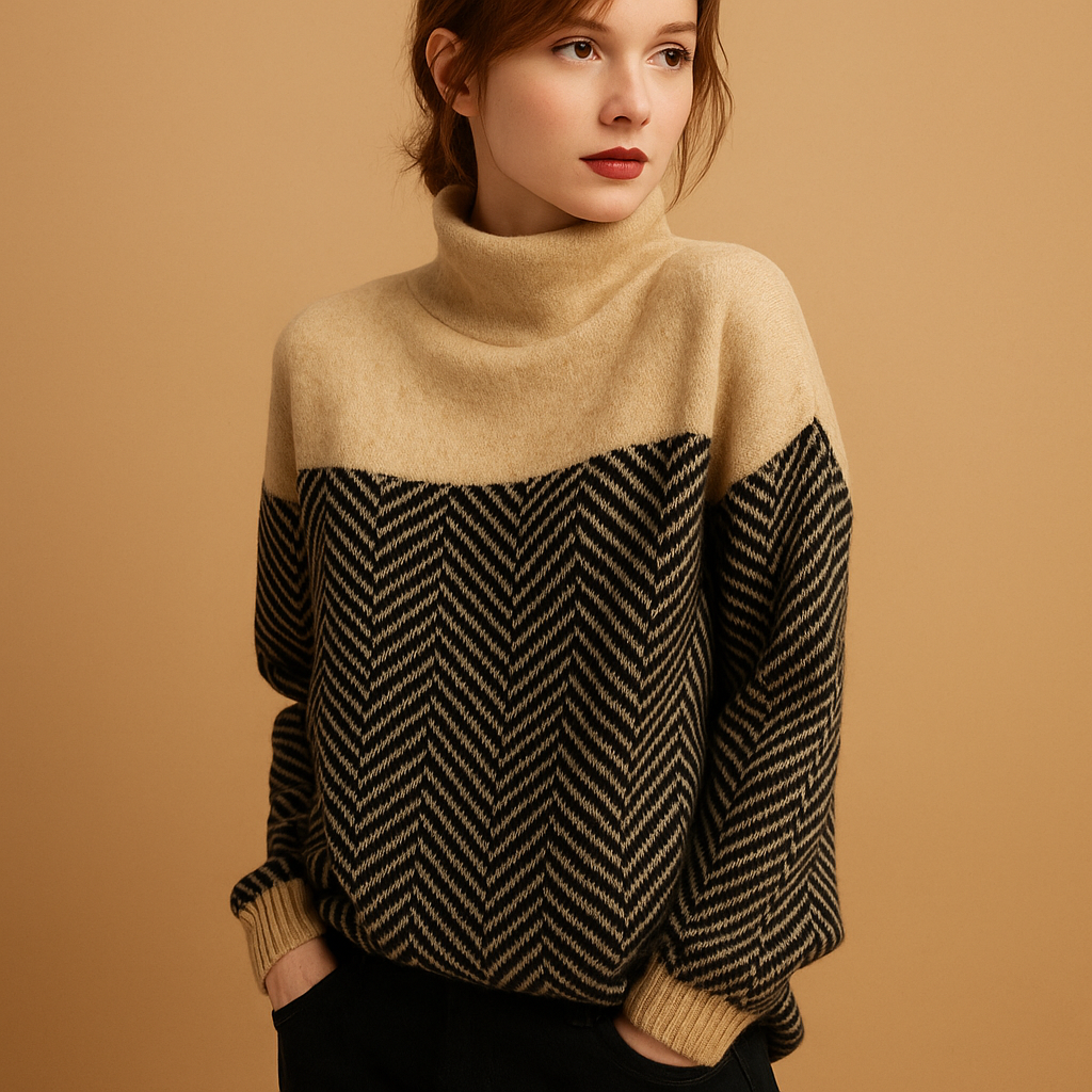Weich gestrickter Damenpullover mit Fischgrätmuster | Evelien