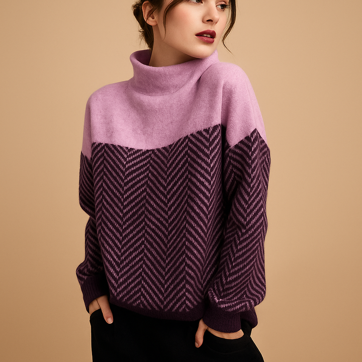 Weich gestrickter Damenpullover mit Fischgrätmuster | Evelien